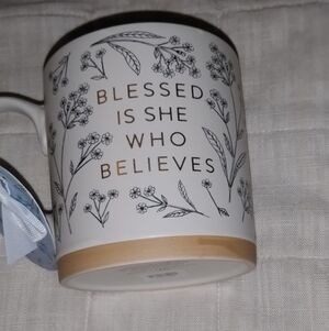 Inspirational Floral Mug with Gold Accents